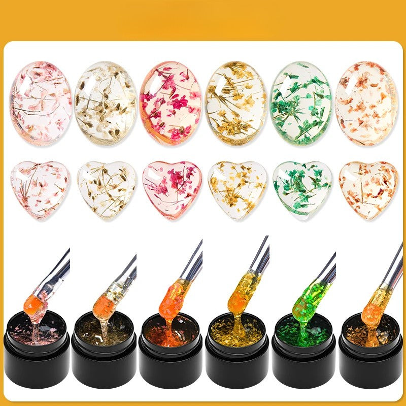 Kit 6 Vernis Gel Fleurs Séchées Encapsulé