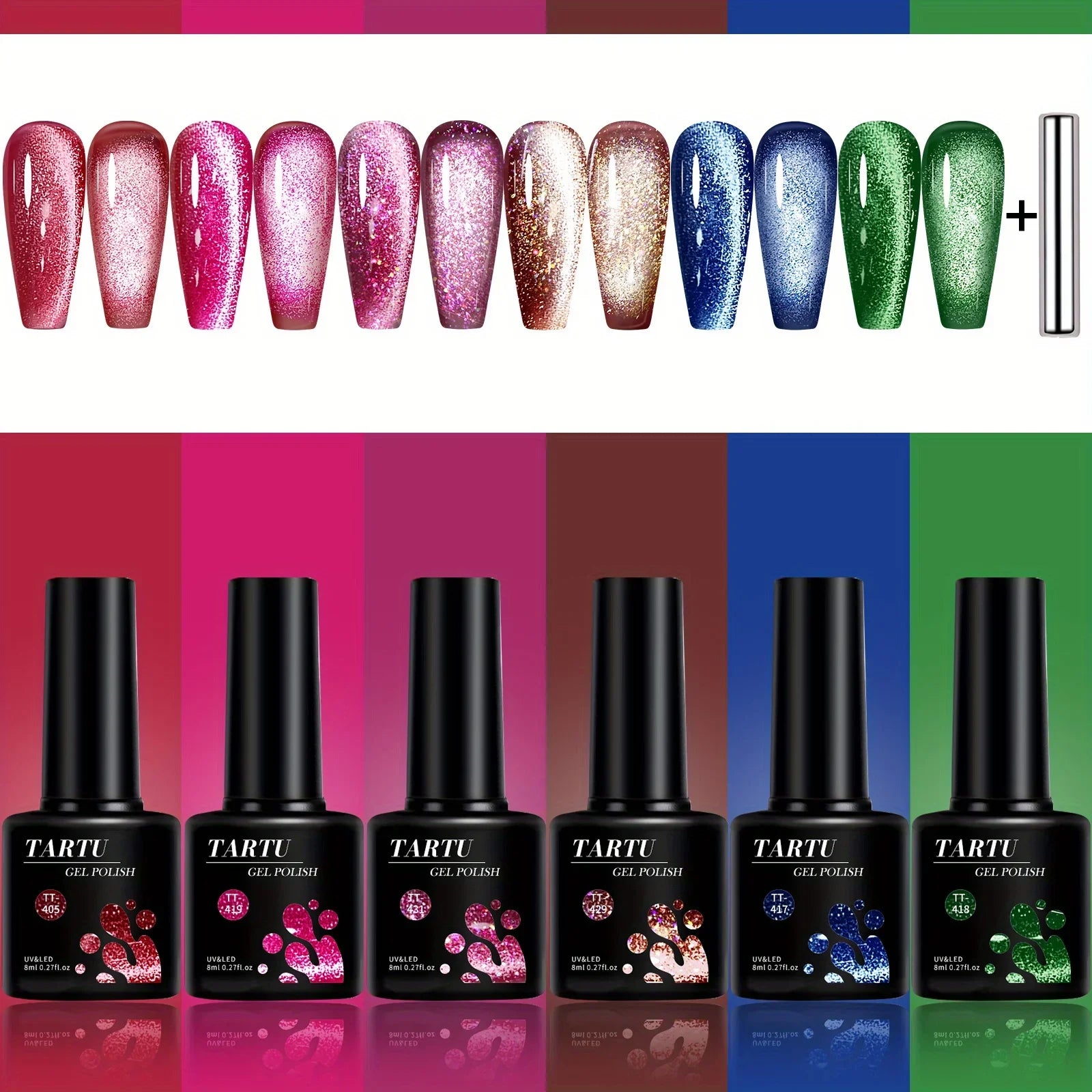 Kit 6 Vernis Semi Permanent Nacré Pailleté Encapsulé