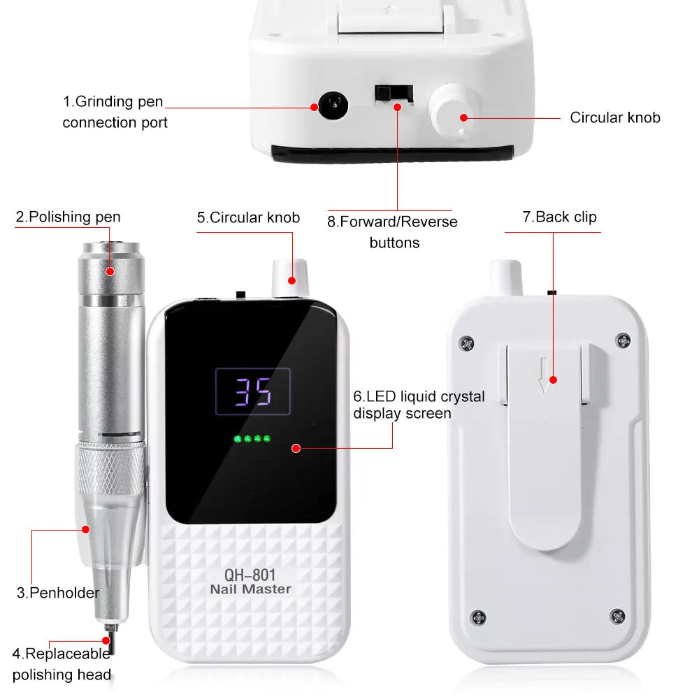 Ponceuse Ongle Sans Fil 45000 Tours Minute