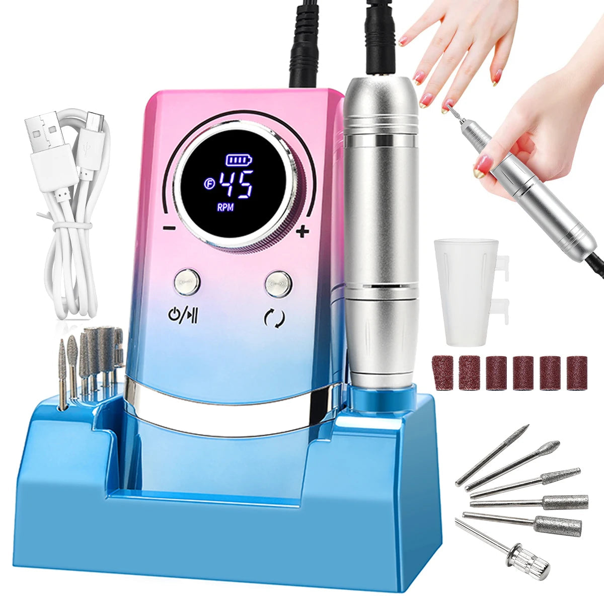 Ponceuse Ongle Professionnel Portable 45000 Tours Minute