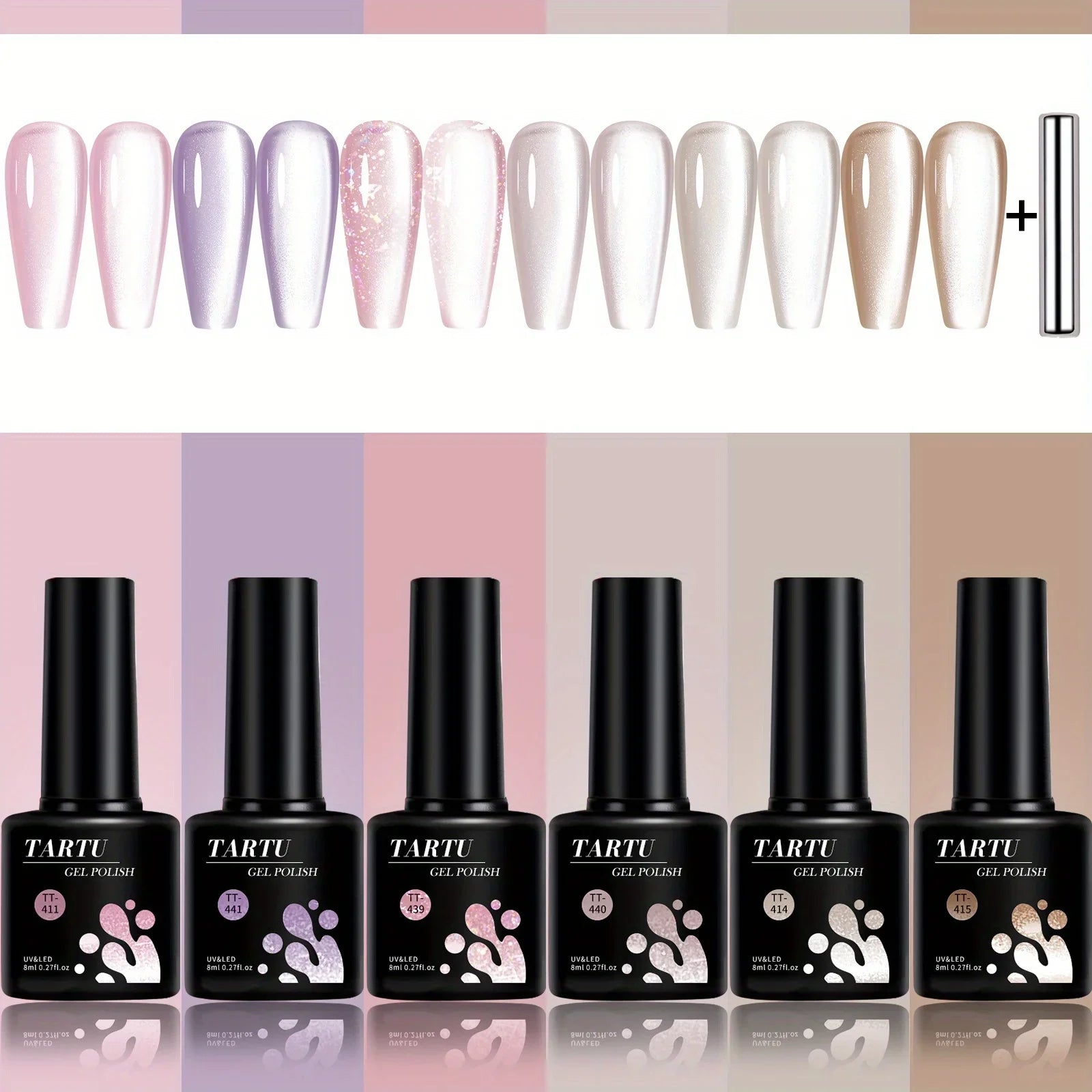 Kit 6 Vernis Semi Permanent Nacré Pailleté Encapsulé