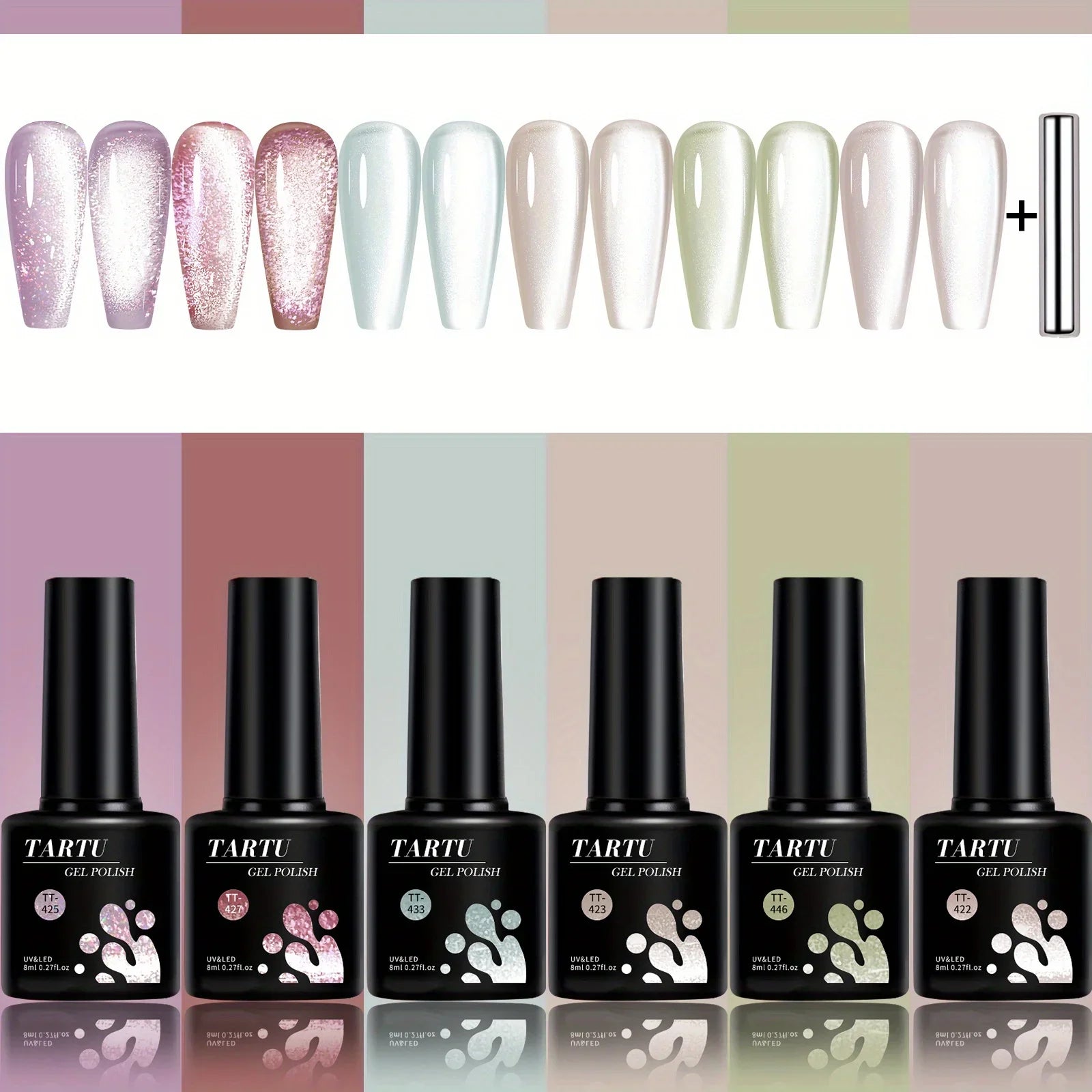 Kit 6 Vernis Semi Permanent Nacré Pailleté Encapsulé