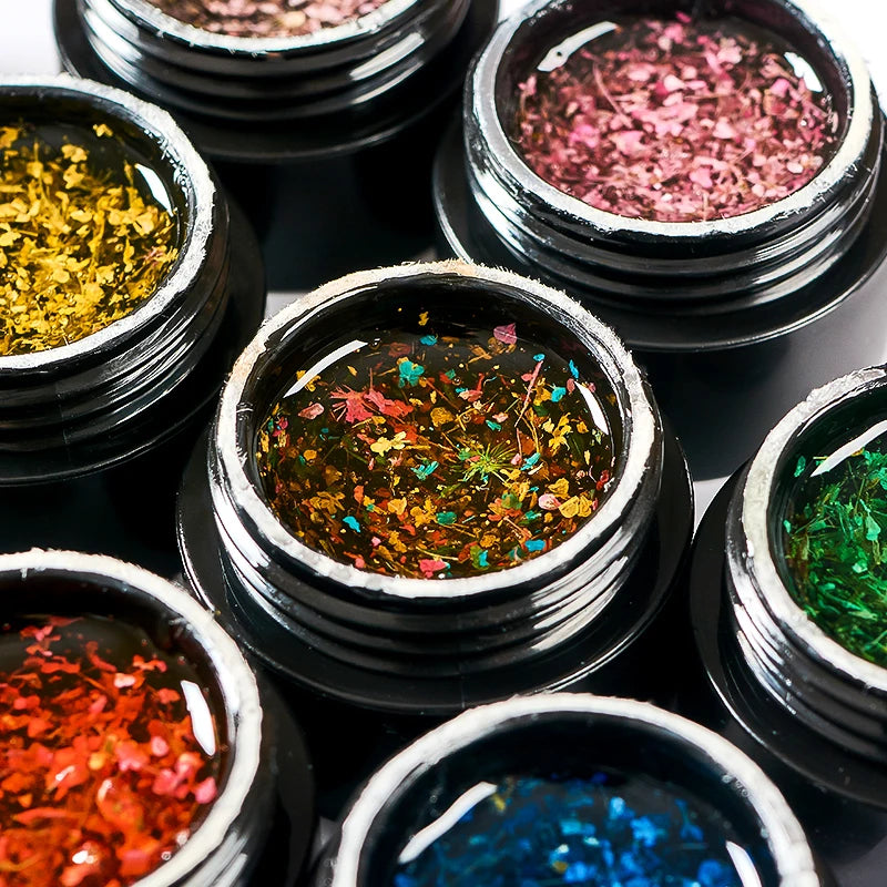 Kit 6 Vernis Gel Fleurs Séchées Encapsulé