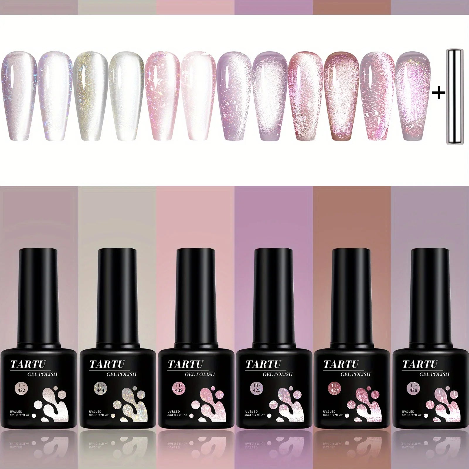 Kit 6 Vernis Semi Permanent Nacré Pailleté Encapsulé