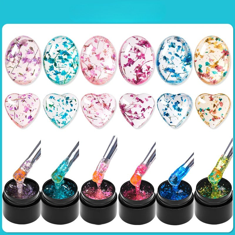 Kit 6 Vernis Gel Fleurs Séchées Encapsulé