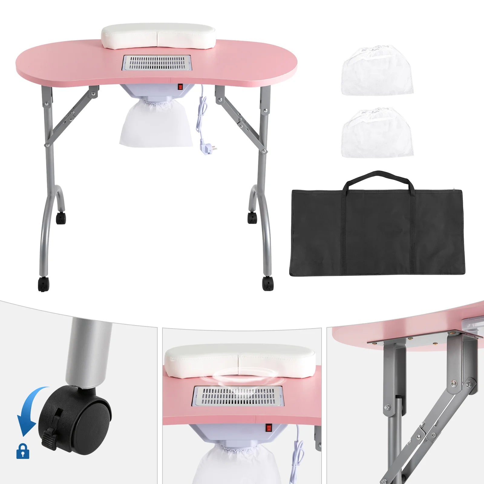 Table Manucure Pliante avec Aspirateur