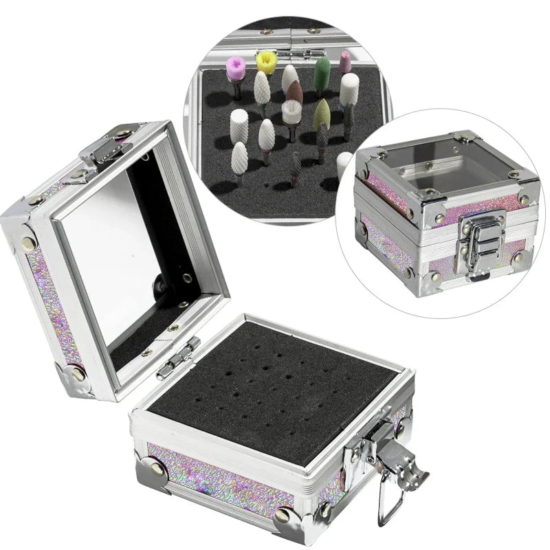 Boîte Présentoir Embout Ponceuse Ongle en Aluminium