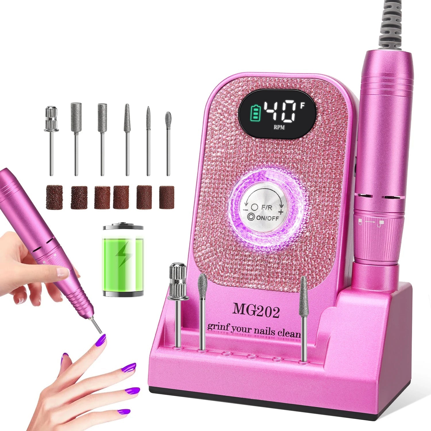 Ponceuse Ongle Sans Fil 40 000 Tour Minute